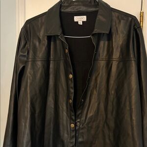 Womens Faux Leather Mud Pie Black Shirt/Jacket